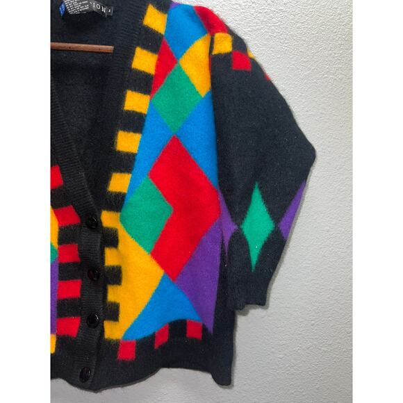 Vintage IB Diffusion Sweater Womens Cardigan Multicolor Lambs Wool Rabbit Hair M - Picture 3 of 9